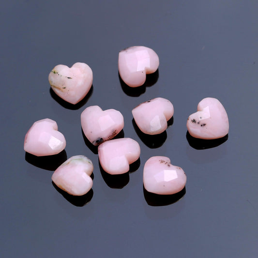 Opal Pink Heart Carving Natural 7 MM Beads