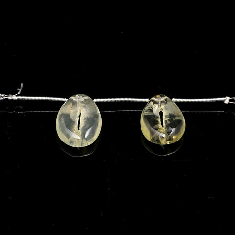 Lemon Quartz Yellow Cowrie Shell Carving Natural 19MM Top Drilled Beads