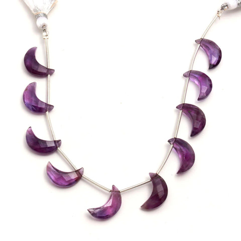 Amethyst Purple Half Moon Faceted Natural Beads