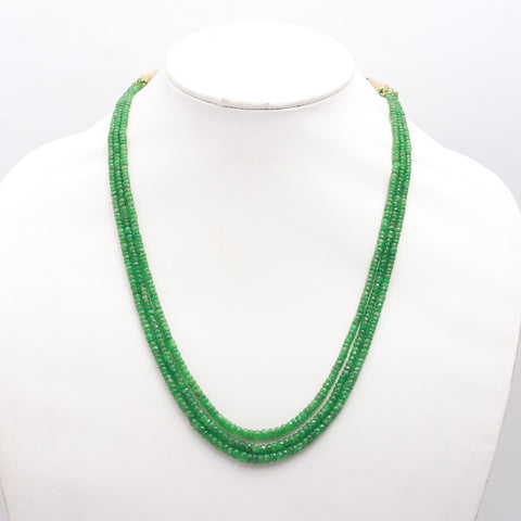 Emerald Green Rondelle Faceted Natural Beads Necklace 24 Inches Strands