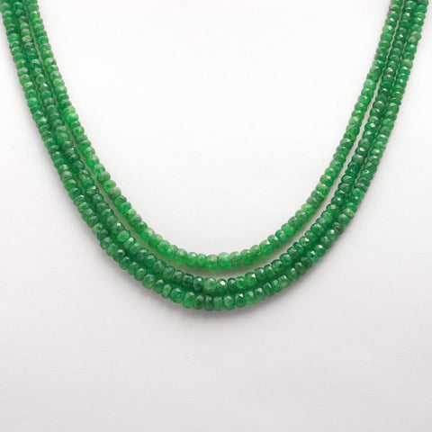 Emerald Green Rondelle Faceted Natural Beads Necklace 24 Inches Strands
