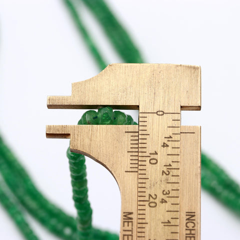 Emerald Green Rondelle Faceted Natural Beads Necklace 24 Inches Strands