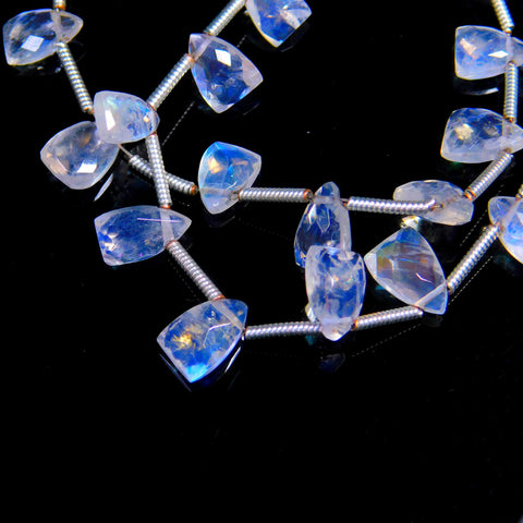 Rainbow Moonstone White Drop Faceted Natural Beads 8 Inches
