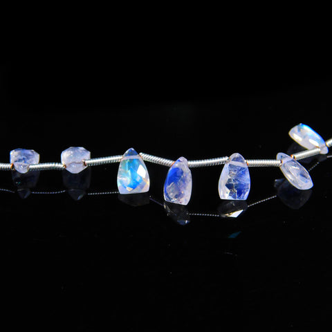 Rainbow Moonstone White Drop Faceted Natural Beads 8 Inches