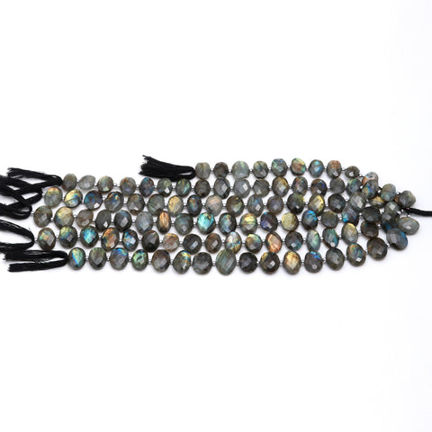 Labradorite Grey Oval Faceted Natural Beads 8 Inches Strands