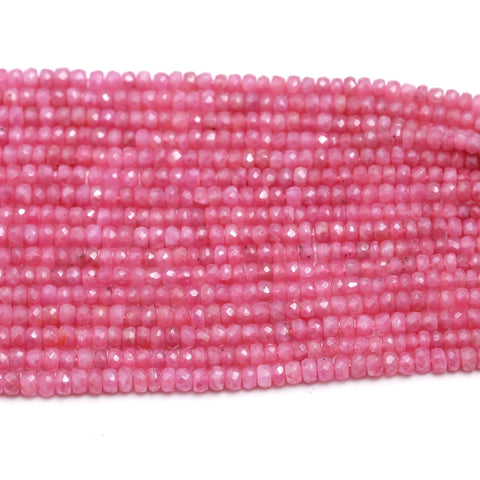 Pink Coated Moonstone Rondell Faceted Natural Beads 12.5 inches Strands