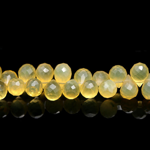 Chalcedony Yellow Drop Faceted Natural Beads 8 Inches Strands