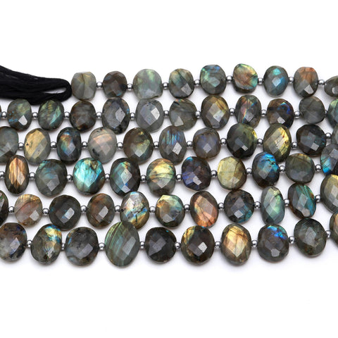 Labradorite Grey Oval Faceted Natural Beads 8 Inches Strands