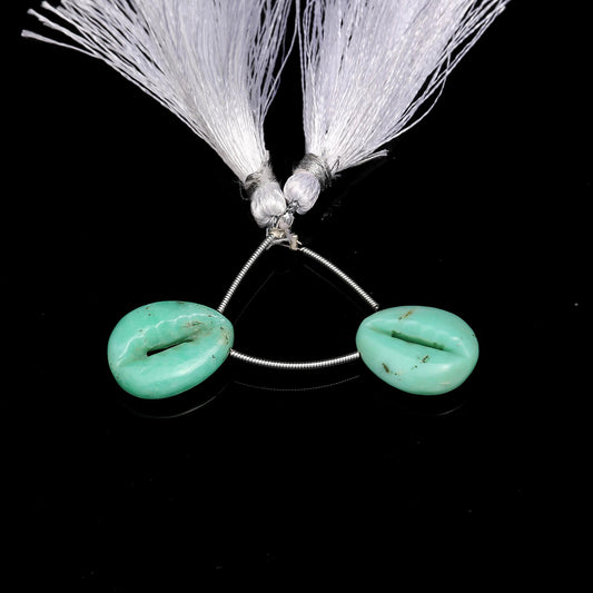 Amazonite Green Cowrie Shell Carving Natural 19 MM Top Drilled Beads