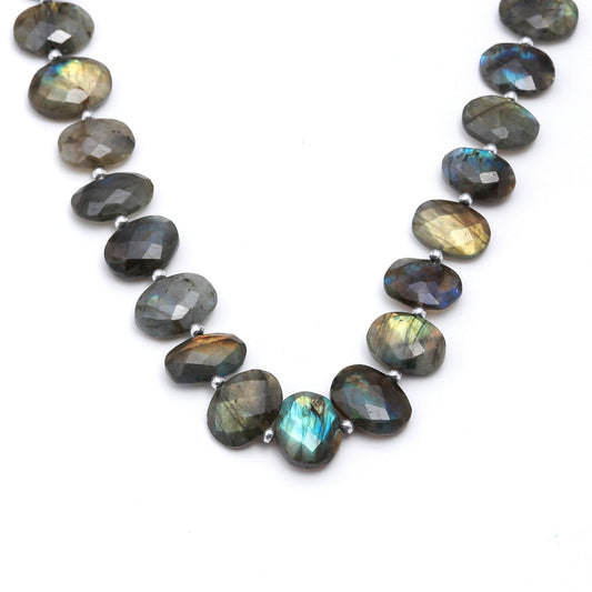Labradorite Grey Oval Faceted Natural Beads 8 Inches Strands