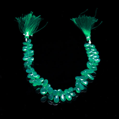 Green Onyx Pear Faceted Natural Beads 8 Inches Strands