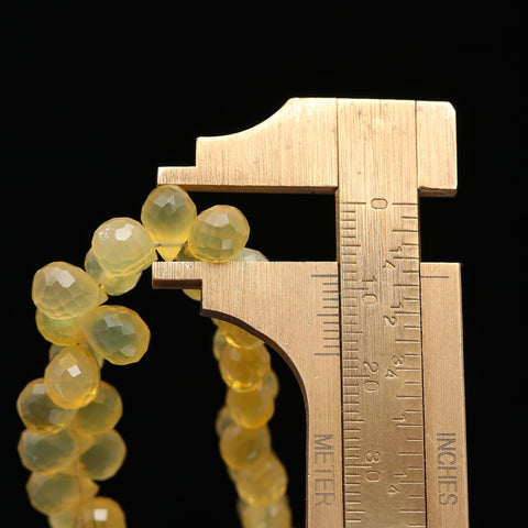 Chalcedony Yellow Drop Faceted Natural Beads 8 Inches Strands
