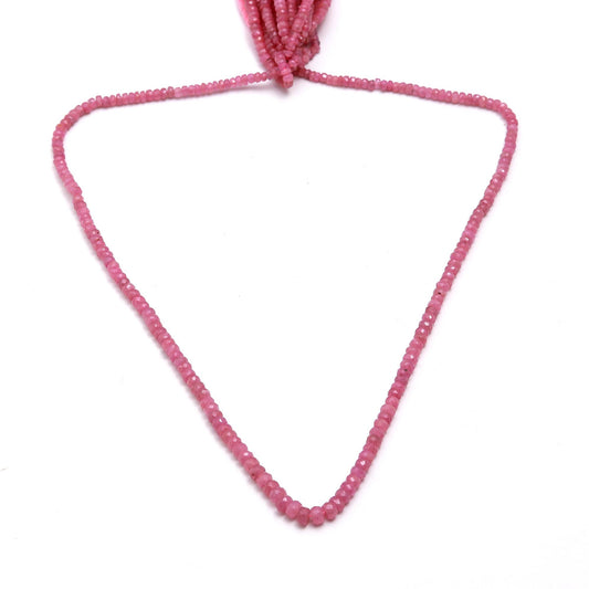 Pink Coated Moonstone Rondell Faceted Natural Beads 12.5 inches Strands