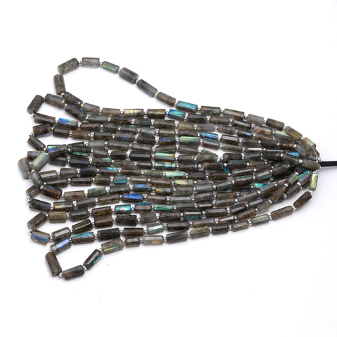 Labradorite Grey Tube Faceted Natural Beads 8 Inches Strands