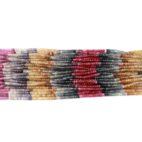 Multi Sapphire Shaded Multicolor Rondell Faceted Natural Beads 16 Inches Strands