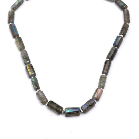 Labradorite Grey Tube Faceted Natural Beads 8 Inches Strands