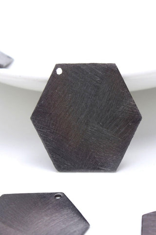 Black Coated Brass Solid 30MM Hexagon Blank