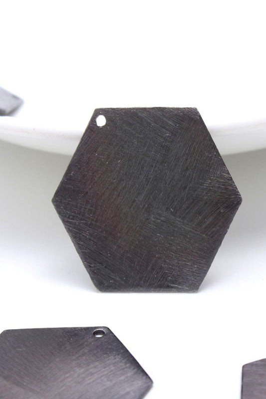 Black Coated Brass Solid 30MM Hexagon Blank