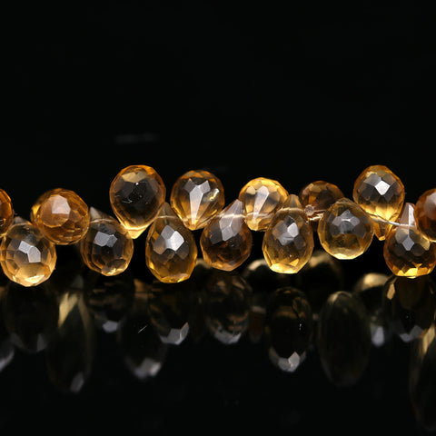 Citrine Yellow Drop Faceted Natural Beads 8 Inches Strands