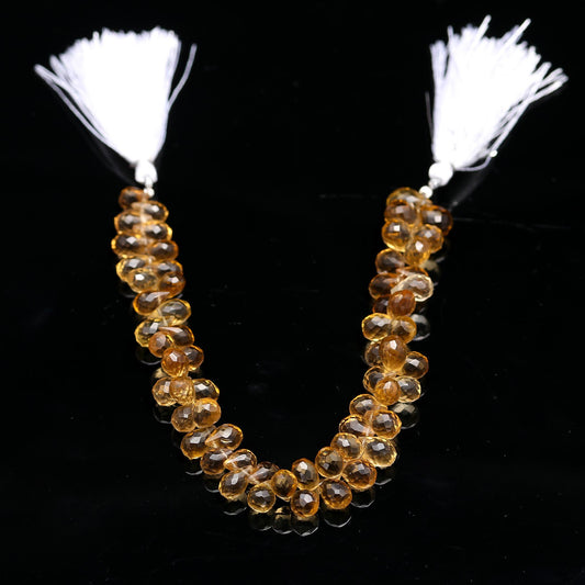 Citrine Yellow Drop Faceted Natural Beads 8 Inches Strands