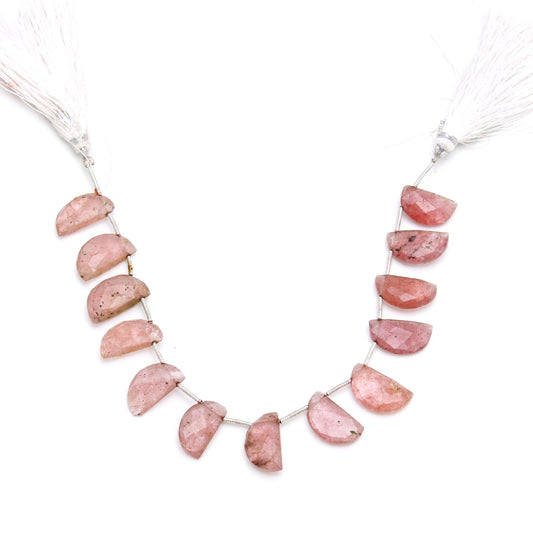 Strawberry Quartz Pink D Shape Faceted Natural Beads 8 Inches Strands