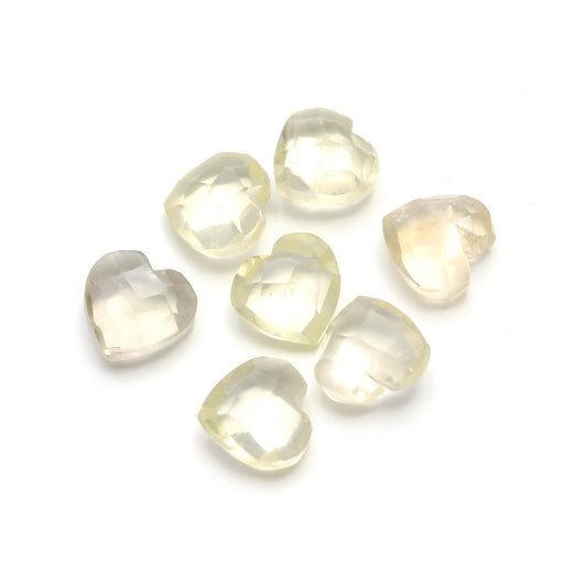 Lemon Quartz Yellow Heart Carving Natural 7 MM Beads