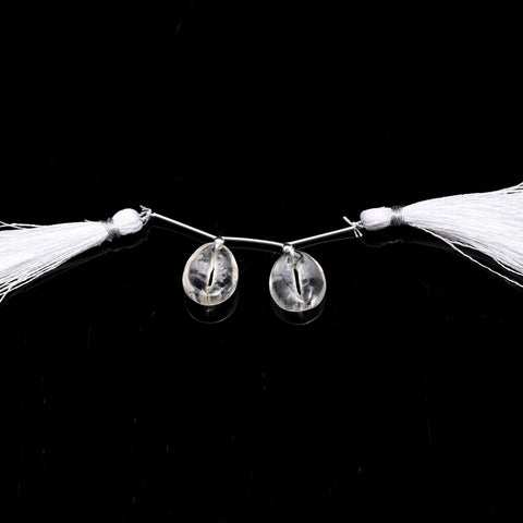 Crystal Quartz White Cowrie Shell Carving Natural Pair Beads