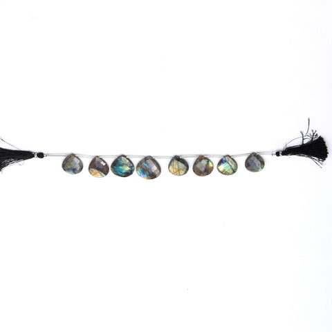 Labradorite Grey Heart Faceted Natural Beads 8 Inches