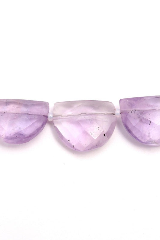 Pink Amethyst Purple D Shape Faceted Natural Beads