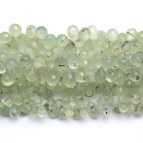 Prehnite Green Drop Faceted Natural Beads 8 Inches Strands