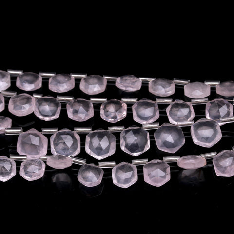 Rose Quartz Pink Hexagon Faceted Natural Beads 8 inches strands