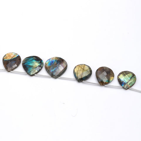 Labradorite Grey Heart Faceted Natural Beads 8 Inches