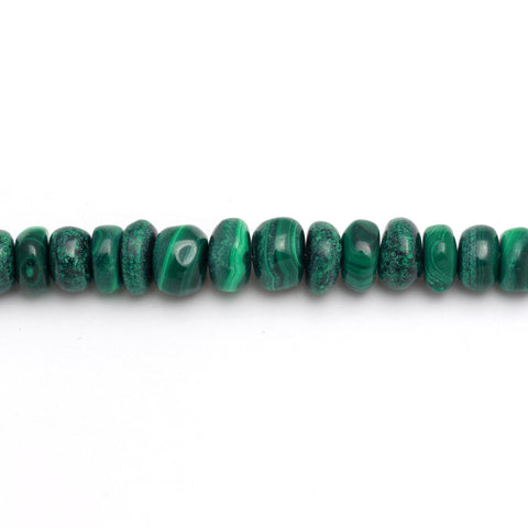 Malachite Green Rondell Smooth Natural Beads 8 Inches Strands
