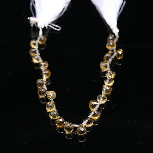 Citrine Yellow Drop Faceted Natural Beads 8 inches strands