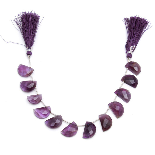 Amethyst Purple D Shape Faceted Natural Beads 8 Inches Strands