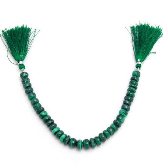 Malachite Green Rondell Smooth Natural Beads 8 Inches Strands