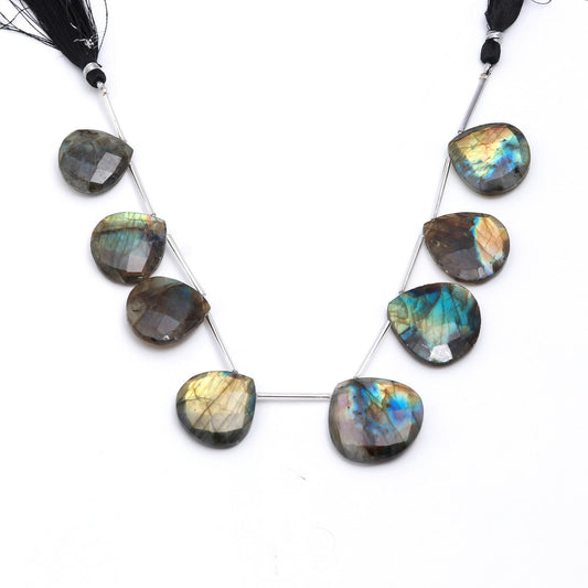 Labradorite Grey Heart Faceted Natural Beads 8 Inches