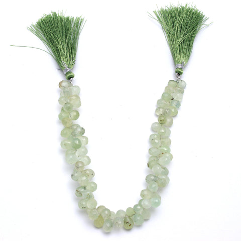 Prehnite Green Drop Faceted Natural Beads 8 Inches Strands