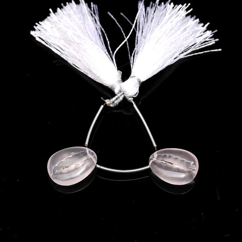 Rose Quartz Pink Cowrie Shell Carving Natural 19 MM Beads