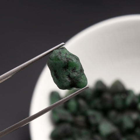 Emerald Green Raw Faceted Natural Beads