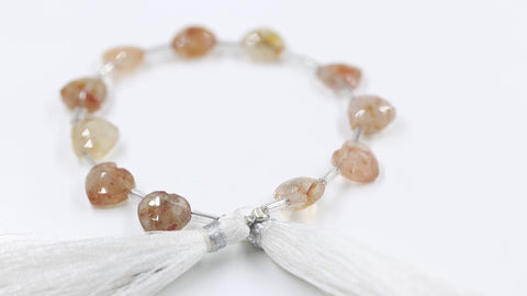 Strawberry Quartz Pink Heart Faceted Natural Beads 8 Inches Strands
