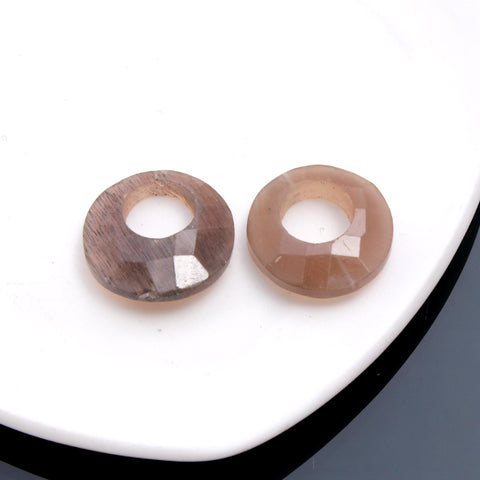 Smoky Quartz Brown Faceted Natural 18 mm Stone Pair Of 2