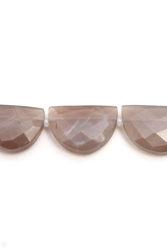 Chocolate Moonstone D Shape Faceted Natural Beads