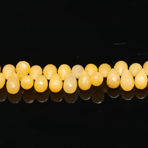 Yellow Opal Drop Faceted Natural Beads 8 Inches strands