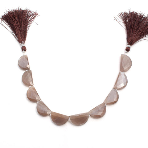 Chocolate Moonstone D Shape Faceted Natural Beads