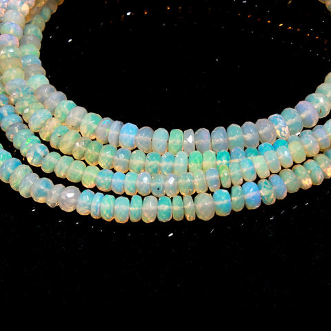 Ethiopian Opal Faceted Rondelle Bead 5 mm Beads Strands For Jewelry Making