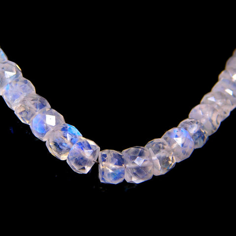 Rainbow Moonstone White Rondell Faceted Natural Beads 16 Inches Strands