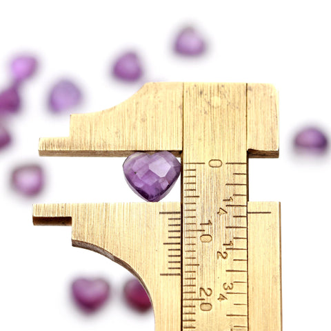 Amethyst Purple Heart Carving Natural 7 MM Beads