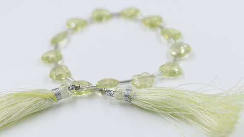 Lemon Quartz Yellow Heart Faceted Natural Beads 8 Inches Strands