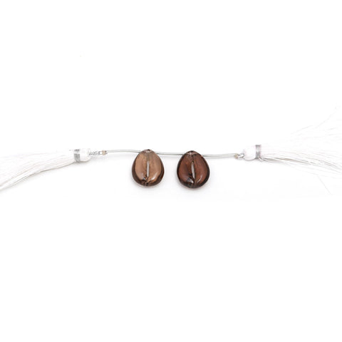 Smoky Quartz Brown Cowrie Shell Carving Natural 19 MM Beads